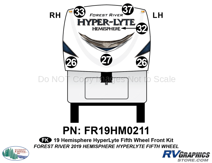 6 Piece 2019 Salem Hemiphere HyperLite Fifth Wheel Front Graphics Kit