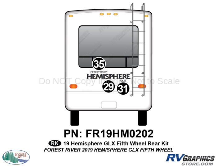 3 Piece 2019 Salem Hemiphere GLX Fifth Wheel Rear Graphics Kit