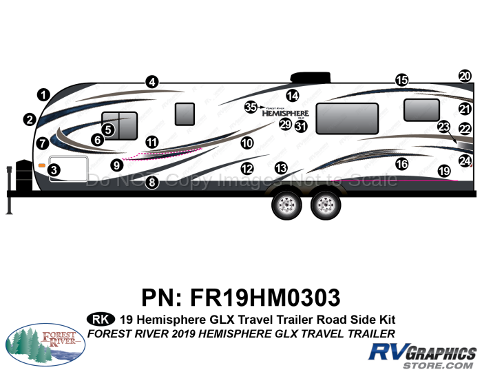 25 Piece 2019 Salem Hemiphere GLX  Travel Trailer Roadside Graphics Kit