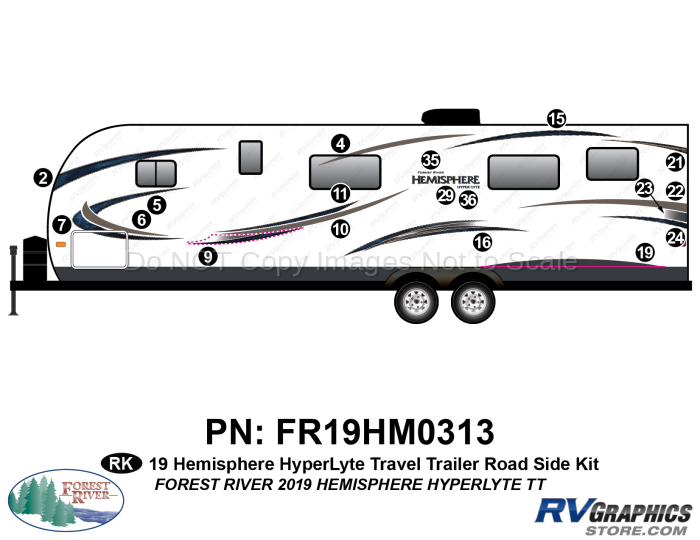 18 Piece 2019 Salem Hemiphere HyperLite Travel Trailer Roadside Graphics Kit