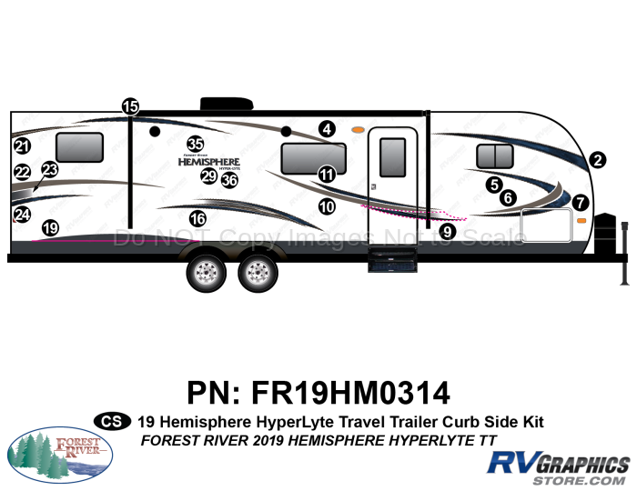 18 Piece 2019 Salem Hemiphere HyperLite Travel Trailer Curbside Graphics Kit