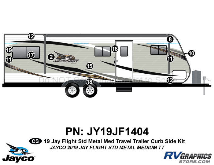 12 Piece 2019 Jay Flight Standard METAL Medium Travel Trailer Curbside Graphics Kit