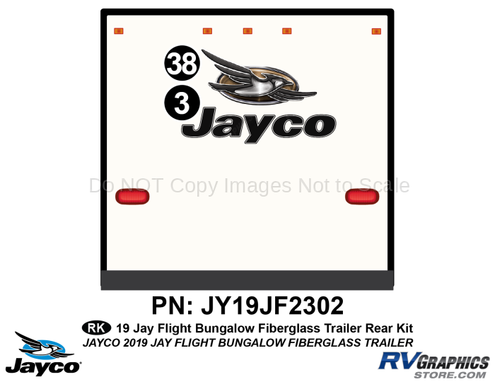 2 Piece 2019 Jay Flight Bungalow Trailer Fiberglass Walls Rear Graphics Kit