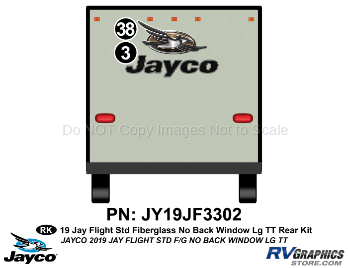 2 Piece 2019 Jay Flight Standard Fiberglass Lg Travel Trailer No Back Window Rear Graphics Kit