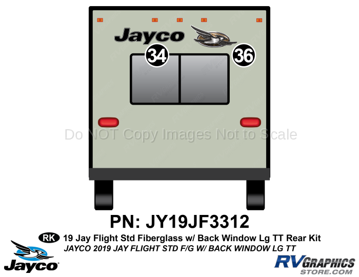 2 Piece 2019 Jay Flight Standard Fiberglass Lg Travel Trailer WITH Back Window Rear Graphics Kit