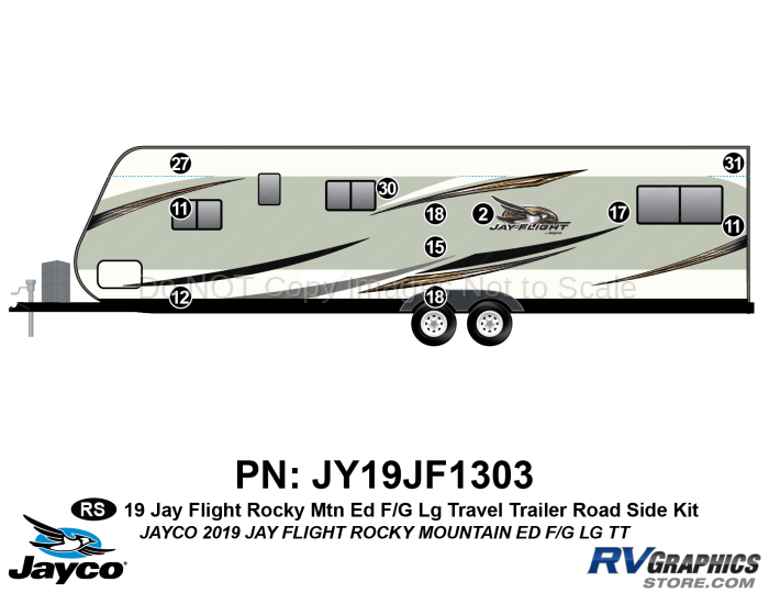 11 Piece 2019 Jay Flight Rocky Mountain Edition Fiberglass Travel Trailer Roadside Graphics Kit