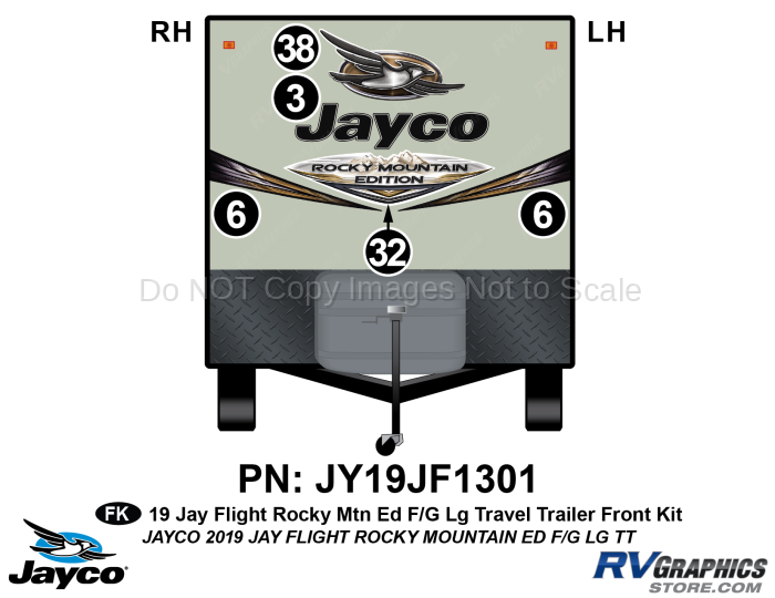 5 Piece 2019 Jay Flight Rocky Mountain Edition Fiberglass Travel Trailer Front Graphics Kit