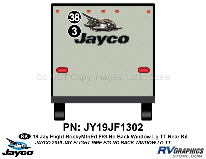 2 Piece 2019 Jay Flight Rocky Mountain Edition Fiberglass No Back Window Travel Trailer Rear Graphics Kit