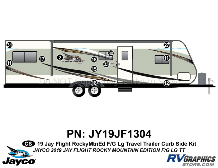 12 Piece 2019 Jay Flight Rocky Mountain Edition Fiberglass Travel Trailer Curbside Graphics Kit