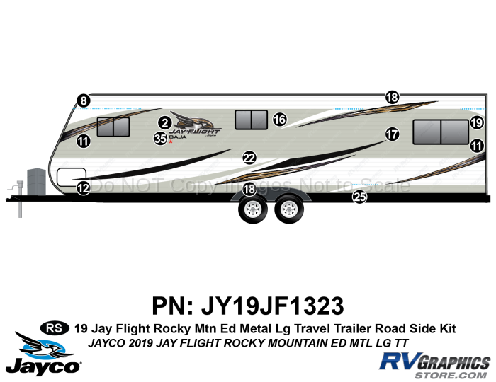 13 Piece 2019 Jay Flight Rocky Mountain Edition METAL Travel Trailer Roadside Graphics Kit