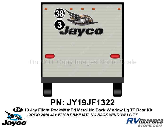 2 Piece 2019 Jay Flight Rocky Mountain Edition METAL No Back Window Travel Trailer Rear Graphics Kit