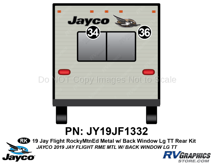 2 Piece 2019 Jay Flight Rocky Mountain Edition METAL WITH Back Window Travel Trailer Rear Graphics Kit