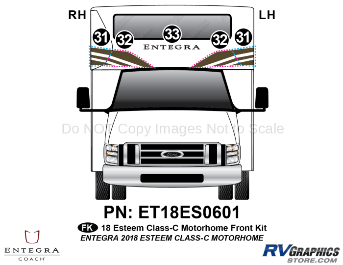 5 Piece 2018 Esteem Motorhome Front Graphics Kit