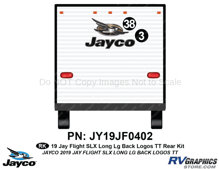 2 Piece 2019 Jay Flight SLX Long Travel Trailer Rear Graphics Kit