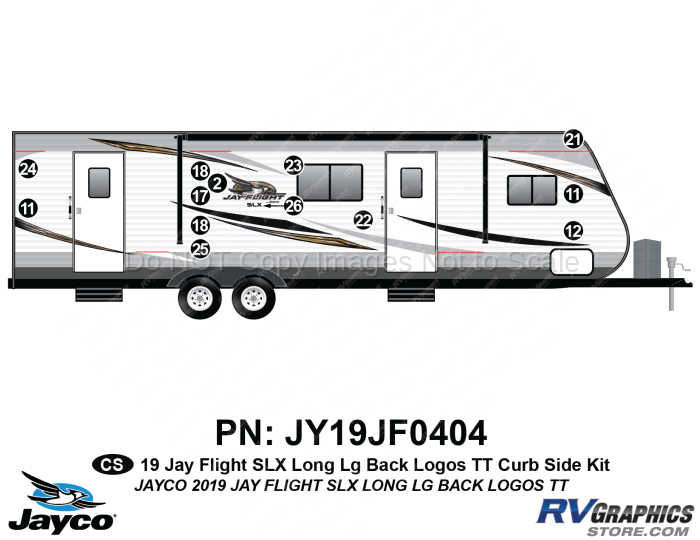 13 Piece 2019 Jay Flight SLX Long Travel Trailer Curbside Graphics Kit