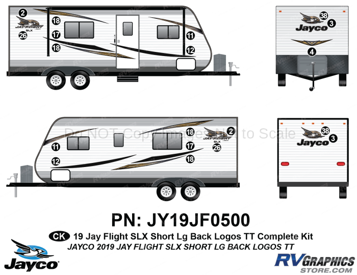 19 Piece 2019 Jay Flight SLX Short Travel Trailer Complete Graphics Kit