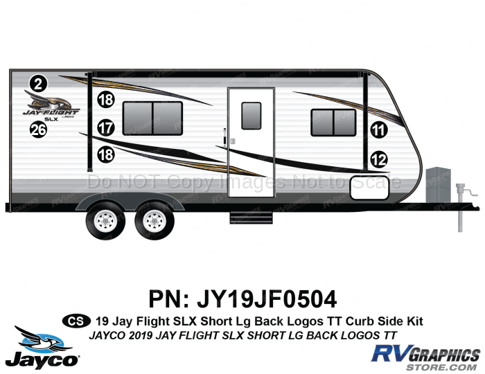 7 Piece 2019 Jay Flight SLX Short Travel Trailer Curbside Graphics Kit