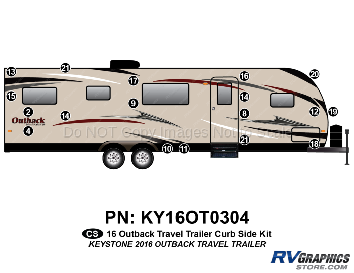 18 Piece 2016 Outback SuperLight Travel Trailer Curbside Graphics Kit