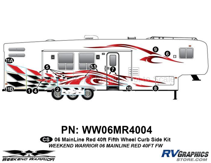 12 piece 2006 Warrior Mainline 40' FW Complete Graphics Kit