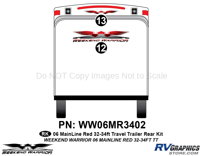 2 piece 2006 Warrior Mainline 32-34' TT Rear Graphics Kit