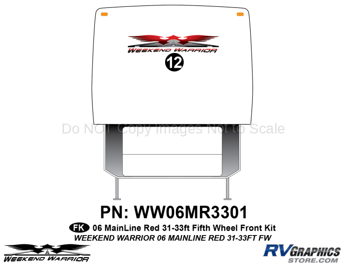 1 piece 2006 Warrior Mainline 31-33' FW Front Graphics Kit