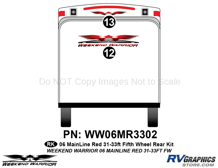 2 piece 2006 Warrior Mainline 31-33' FW Rear Graphics Kit