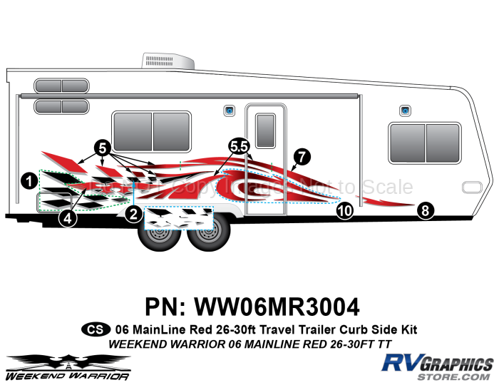 7 piece 2006 Warrior Mainline 26-30' TT Complete Graphics Kit