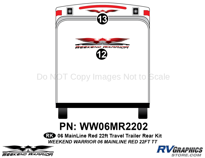 2 piece 2006 Warrior Mainline 26-30' TT Rear Graphics Kit