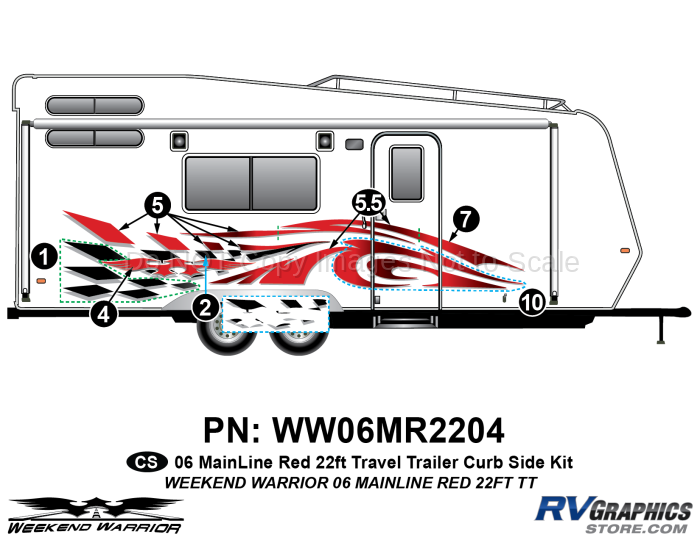 6 piece 2006 Warrior Mainline 26-30' TT Complete Graphics Kit