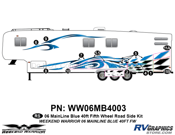 12 piece 2006 Warrior Mainline 40' FW Roadside Graphics Kit