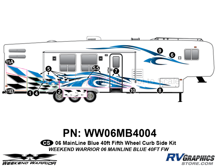 12 piece 2006 Warrior Mainline 40' FW Complete Graphics Kit