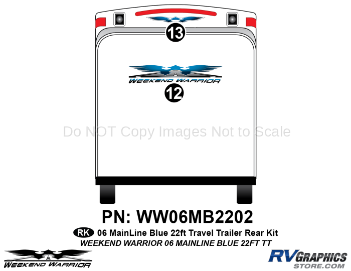 2 piece 2006 Warrior Mainline 26-30' TT Rear Graphics Kit