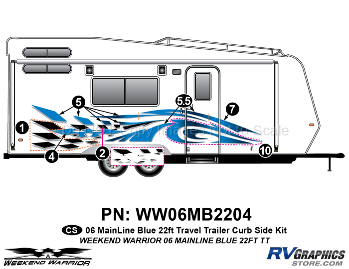 6 piece 2006 Warrior Mainline 26-30' TT Complete Graphics Kit