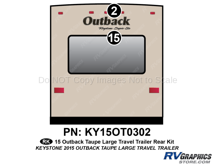 2 Piece 2015 Outback Travel Trailer Taupe Sidewalls Rear Graphics Kit