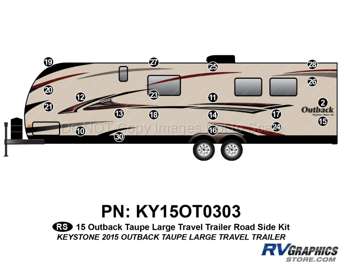 20 Piece 2015 Outback Travel Trailer Taupe Sidewalls Roadside Graphics Kit