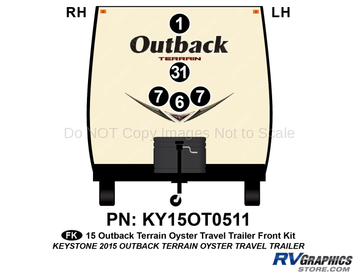 5 Piece 2015 Outback Terrain Travel Trailer Off-White Sidewalls Front Graphics Kit