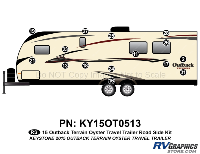 15 Piece 2015 Outback Terrain Travel Trailer Off-White Sidewalls Roadside Graphics Kit