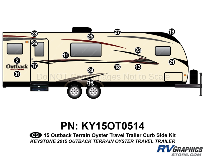 15 Piece 2015 Outback Terrain Travel Trailer Off-White Sidewalls Curbside Graphics Kit