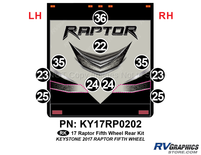 10 Piece 2017 Raptor Fifth Wheel Rear Graphics Kit