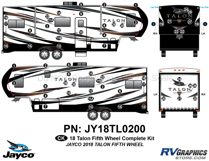 62 Piece 2018 Talon Fifth Wheel Complete Graphics Kit