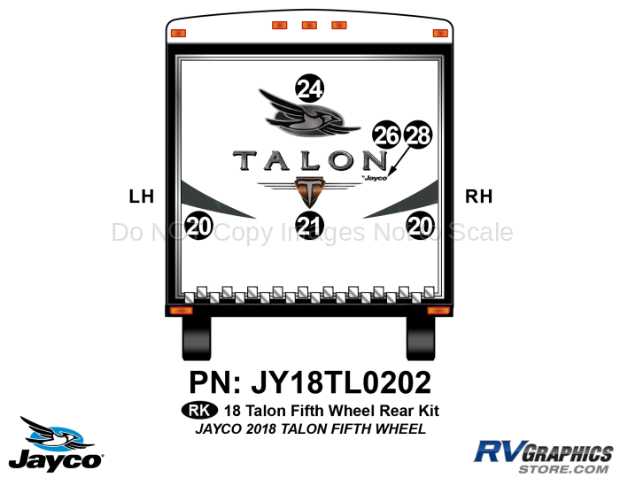 6 Piece 2018 Talon Fifth Wheel Rear Graphics Kit