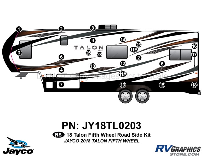 23 Piece 2018 Talon Fifth Wheel Roadside Graphics Kit