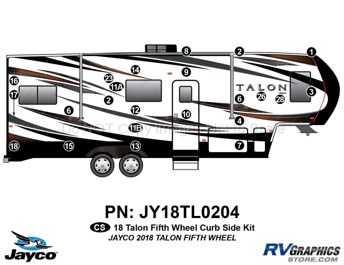 23 Piece 2018 Talon Fifth Wheel Curbside Graphics Kit