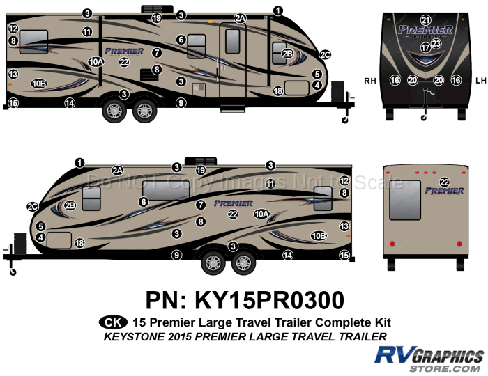 58 Piece 2015 Premier LARGE Travel Trailer Complete Graphics Kit