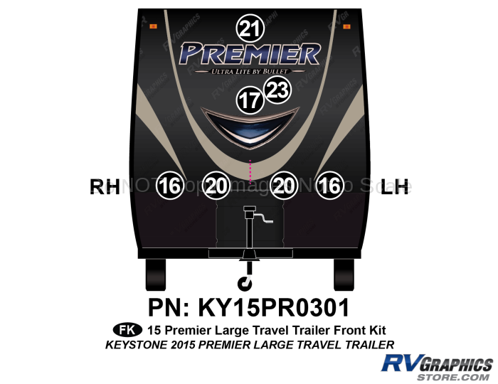 7 Piece 2015 Premier LARGE Travel Trailer Front Graphics Kit