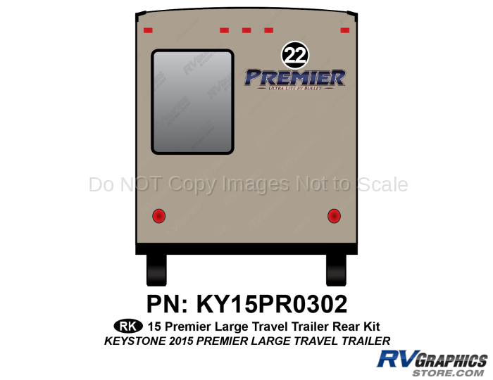 1 Piece 2015 Premier LARGE Travel Trailer Rear Graphics Kit