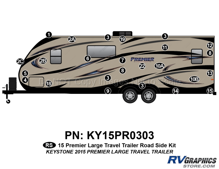 25 Piece 2015 Premier LARGE Travel Trailer Roadside Graphics Kit