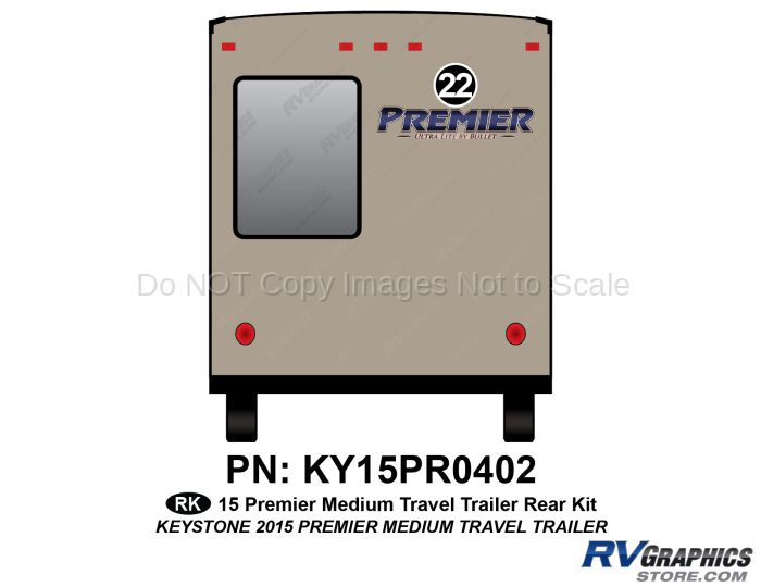 1 Piece 2015 Premier MEDIUM Travel Trailer Rear Graphics Kit