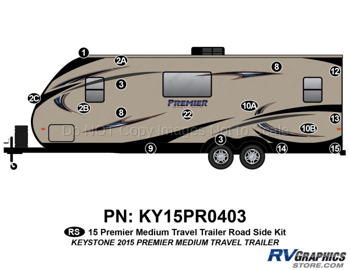 16 Piece 2015 Premier MEDIUM Travel Trailer Roadside Graphics Kit