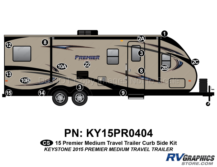 16 Piece 2015 Premier MEDIUM Travel Trailer Curbside Graphics Kit